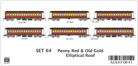 SET 64 Peony Red & Old Gold, Elliptical Roof