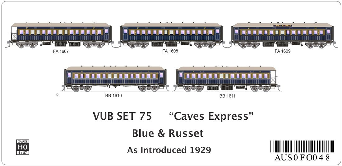 VUB SET 75 "CAVES EXPRESS", Blue & Russet, as introduced 1929