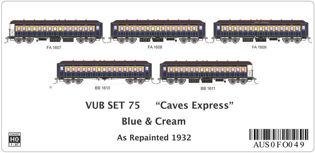 VUB SET 75 "CAVES EXPRESS", Blue & Cream, as repainted 1932