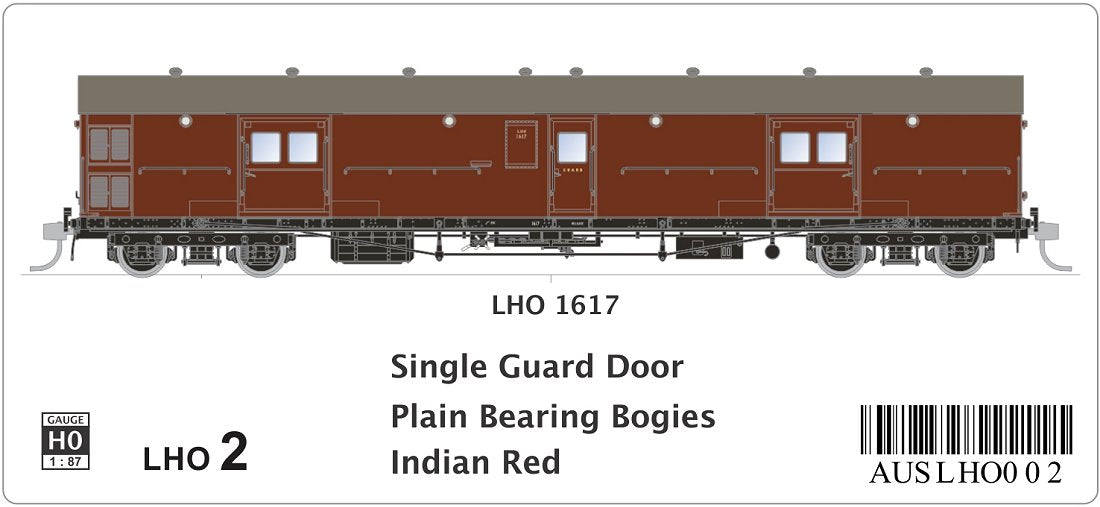 LHO 1617, Single Guard Door, Plain Bearing Bogies, Indian Red