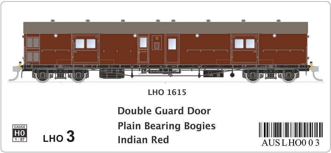 LHO 1615, Double Guard Doors, Plain Bearing Bogies, Indian Red