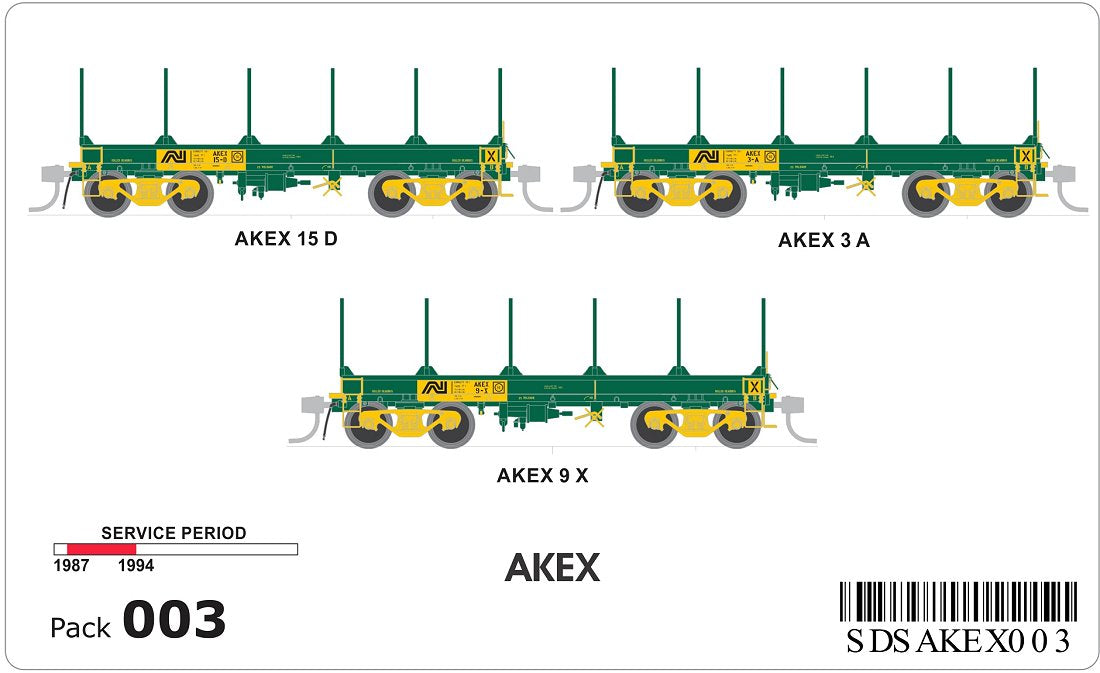 AKEX Steel Coil Wagon, 1987-1994, 3 wagons