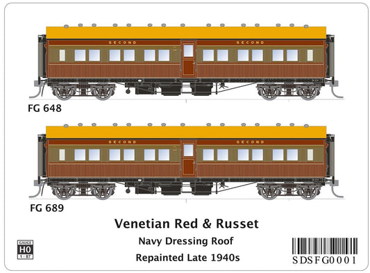 FG 648 & FG 689, Venetian Red & Russet, Navy Dressing Roof, repainted late 1940s