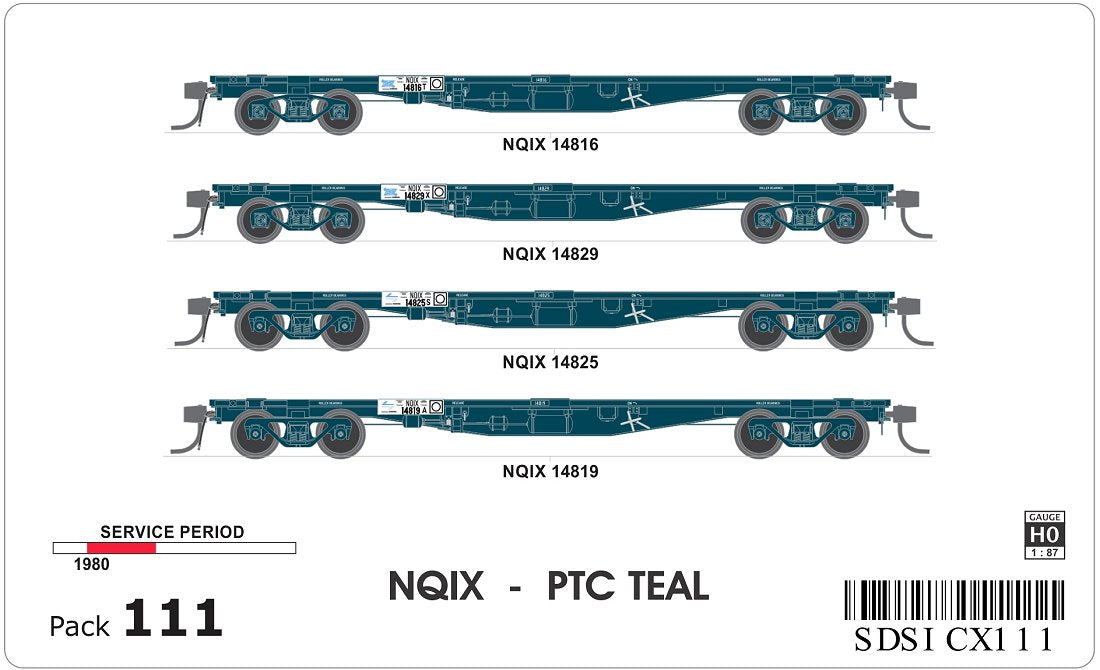 NQIX, PTC Teal, container wagons (4)