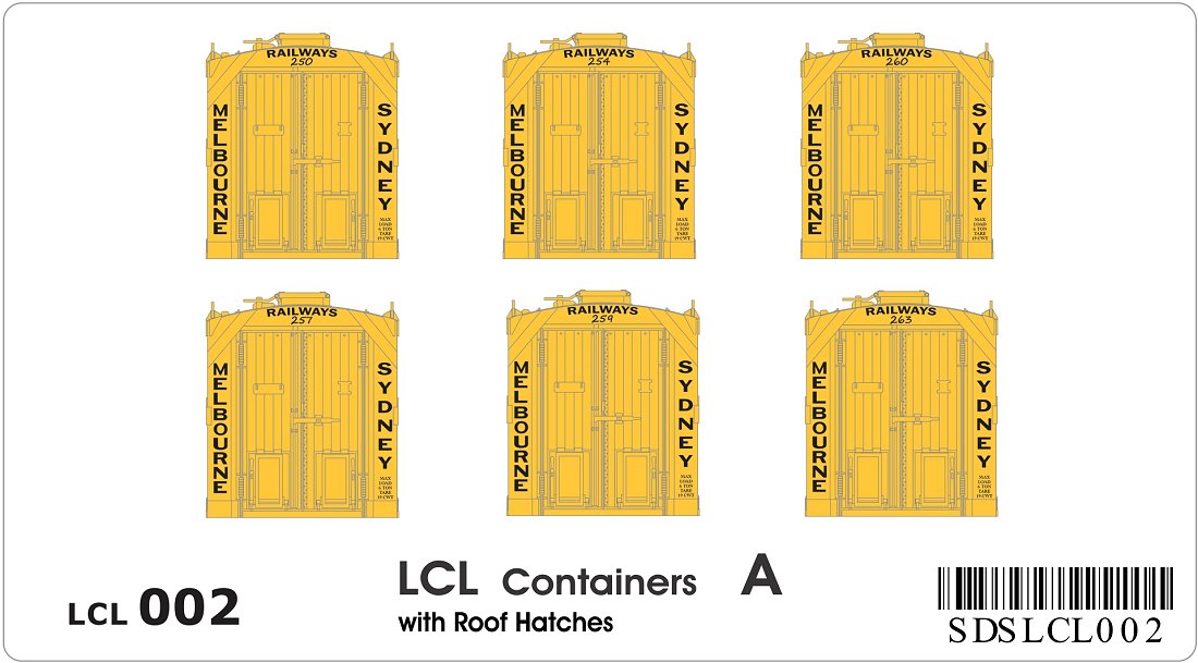 LCL containers, with roof hatches, x6 (pack A)