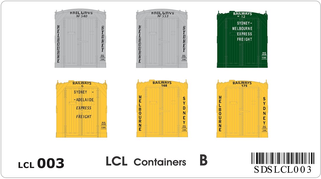 LCL containers, x6, (pack B)
