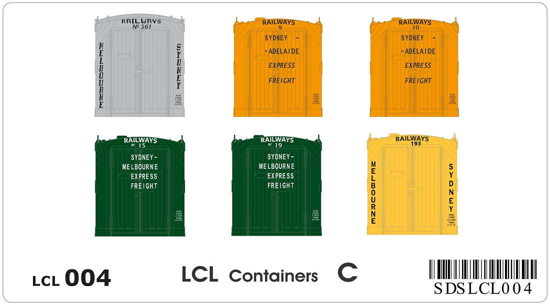 LCL containers, x6, (pack C)
