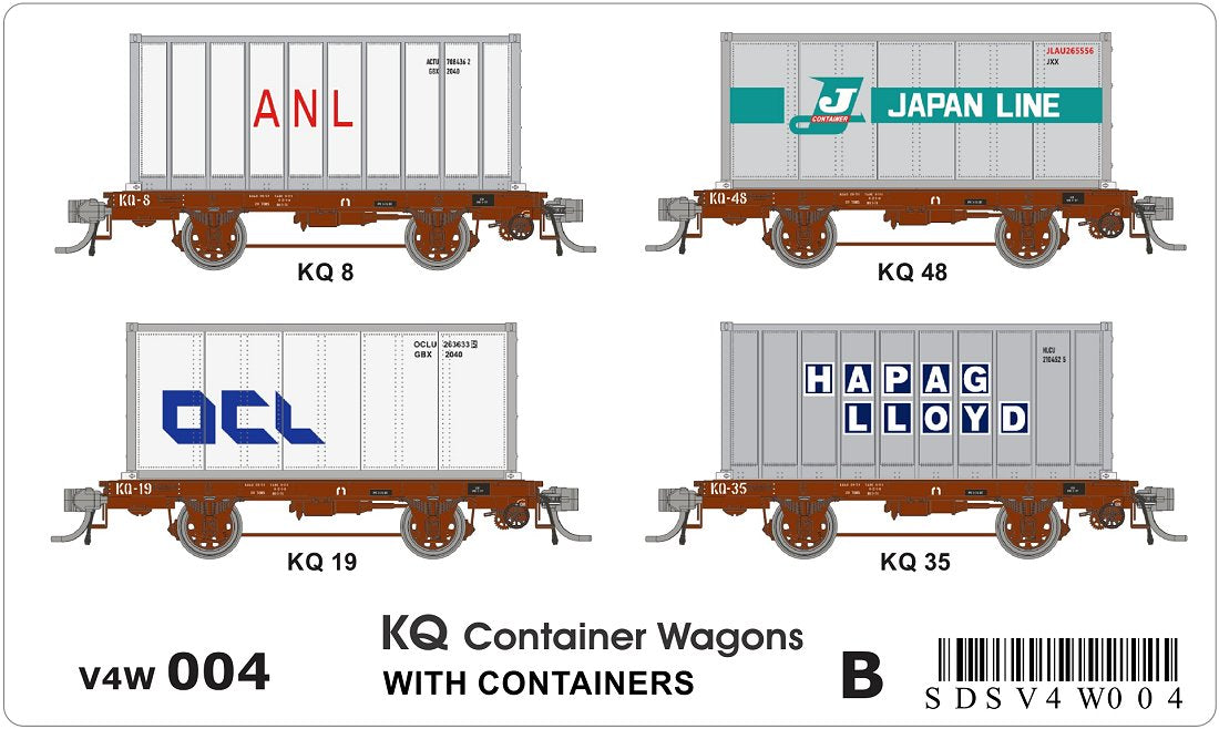 KQ container wagons (x4), Containers (x4), pack B