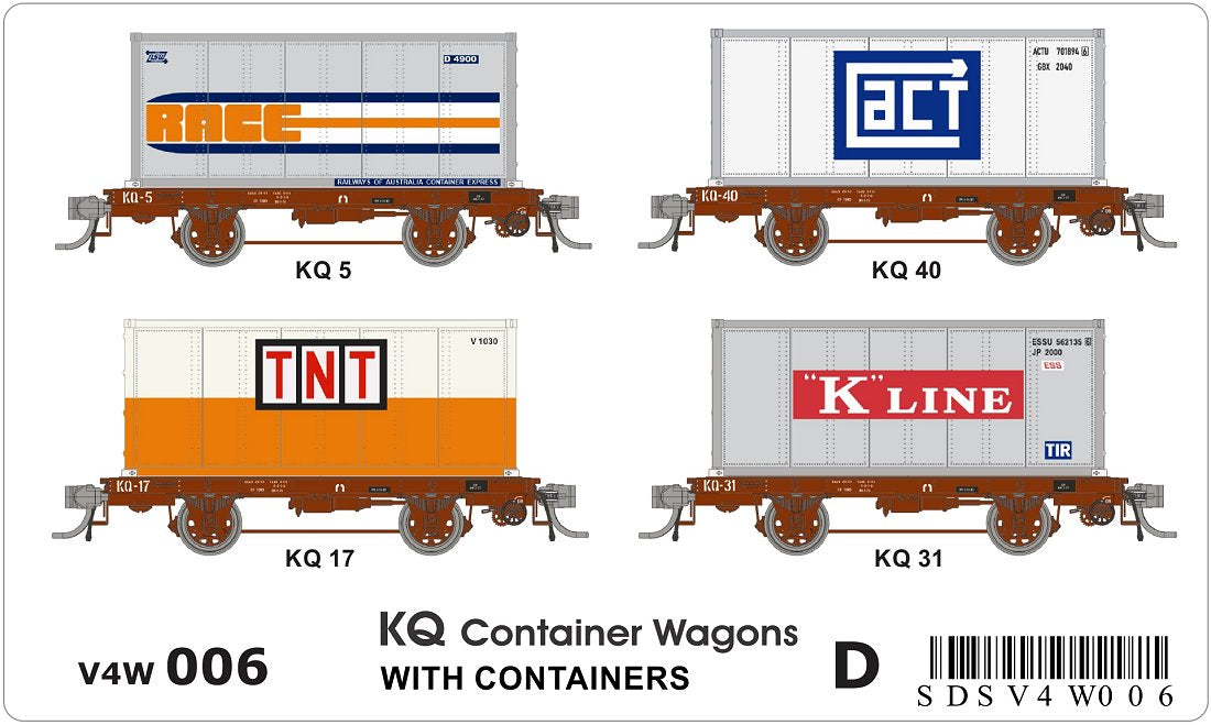 KQ container wagons (x4), Containers (x4), pack D