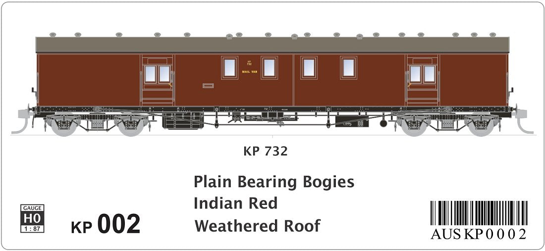 KP 732, Indian Red, Weathered Roof, Plain Bearing Bogies