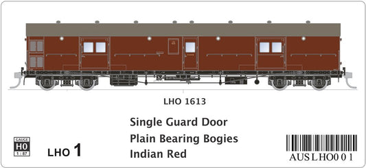 LHO 1613, Single Guard Door, Plain Bearing Bogies, Indian Red