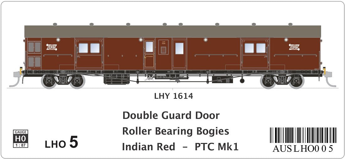 LHY 1614, Double Guard Doors, Roller Bearing Bogies, Indian Red, PTC Mk1