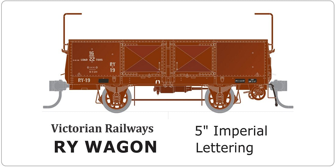 RY Wagon, 5" Imperial Lettering, 5 wagons