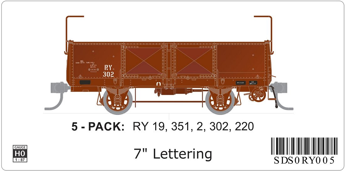 RY Wagon, 7" Imperial, 5 wagons
