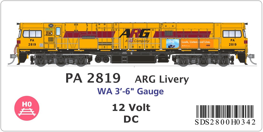 PA 2819 ARG Livery, WA 3' 6" gauge