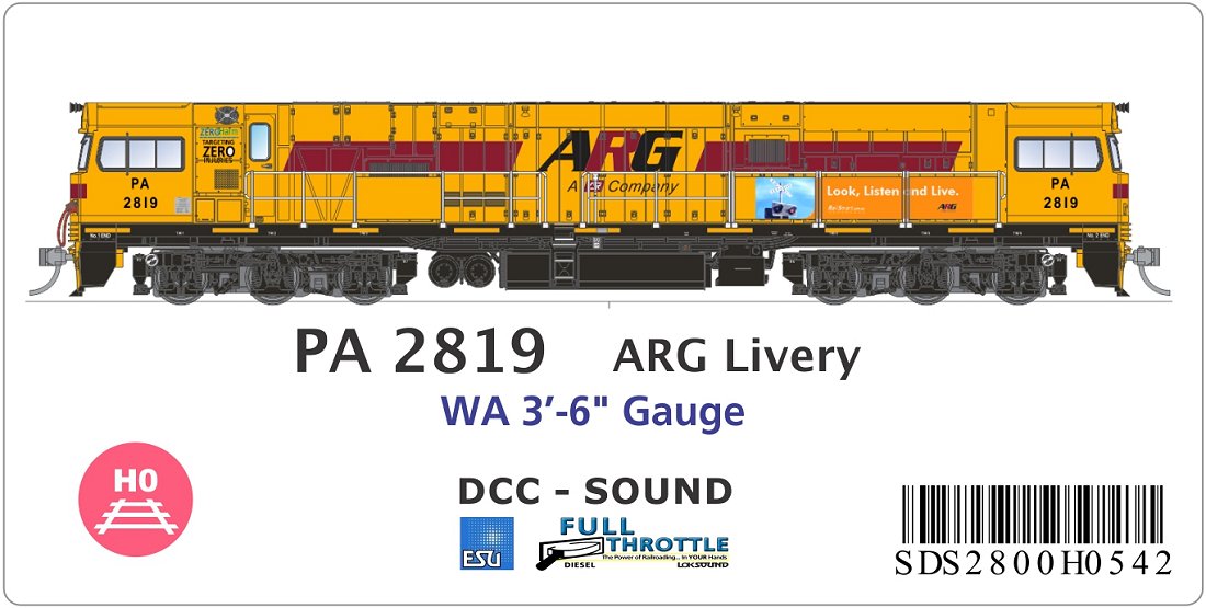 PA 2819 ARG Livery, WA 3' 6" gauge