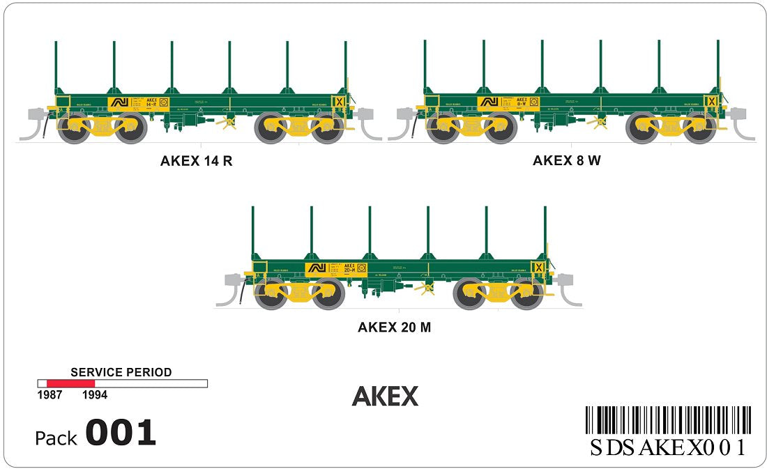 AKEX Steel Coil Wagon, 1987-1994, 3 wagons