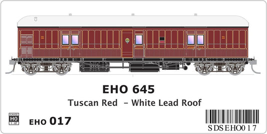 EHO 645, Tuscan Red, White Lead Roof, as built with full lining