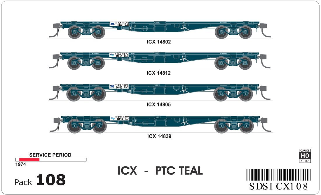 ICX, PTC Teal, container wagons (4)