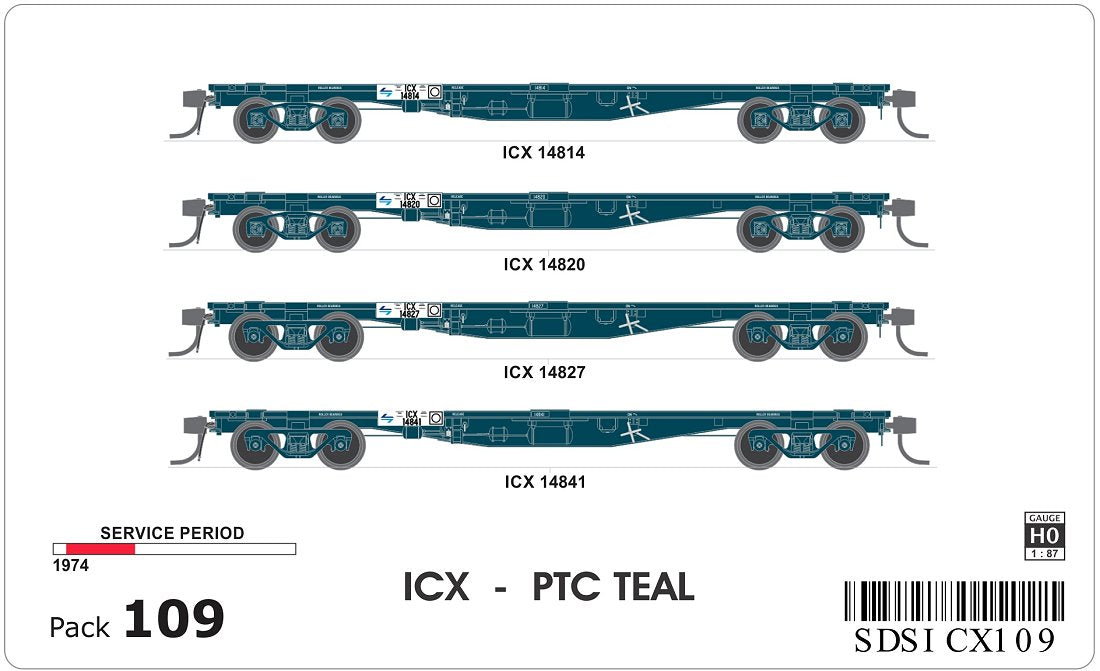 ICX, PTC Teal, container wagons (4)
