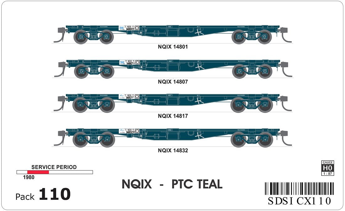 NQIX, PTC Teal, container wagons (4)