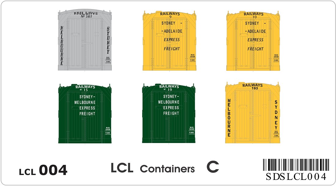 LCL containers, x6, (pack C)