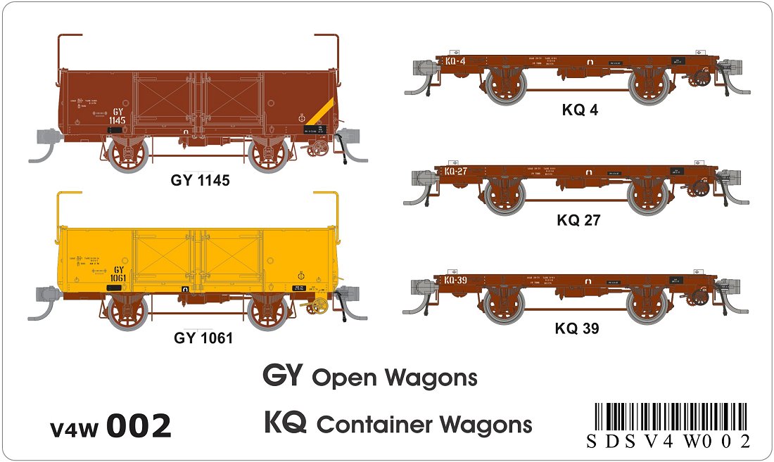 GY open wagons (x2), KQ container wagons (x3)