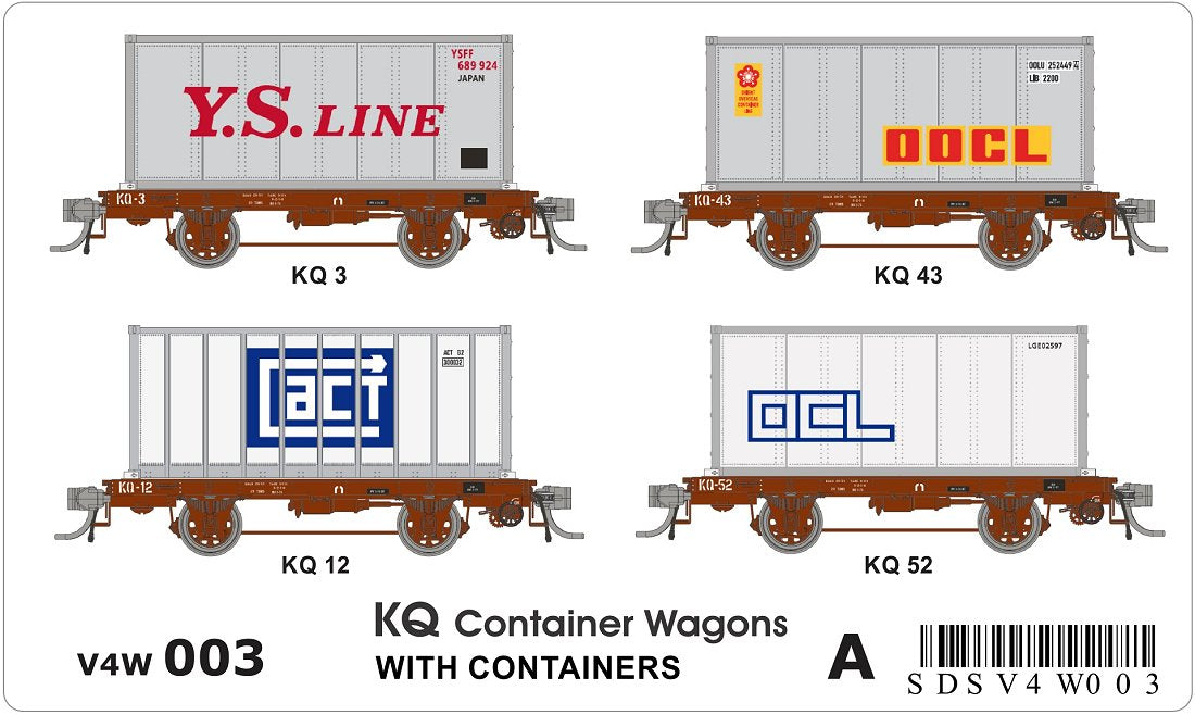 KQ container wagons (x4), Containers (x4), pack A