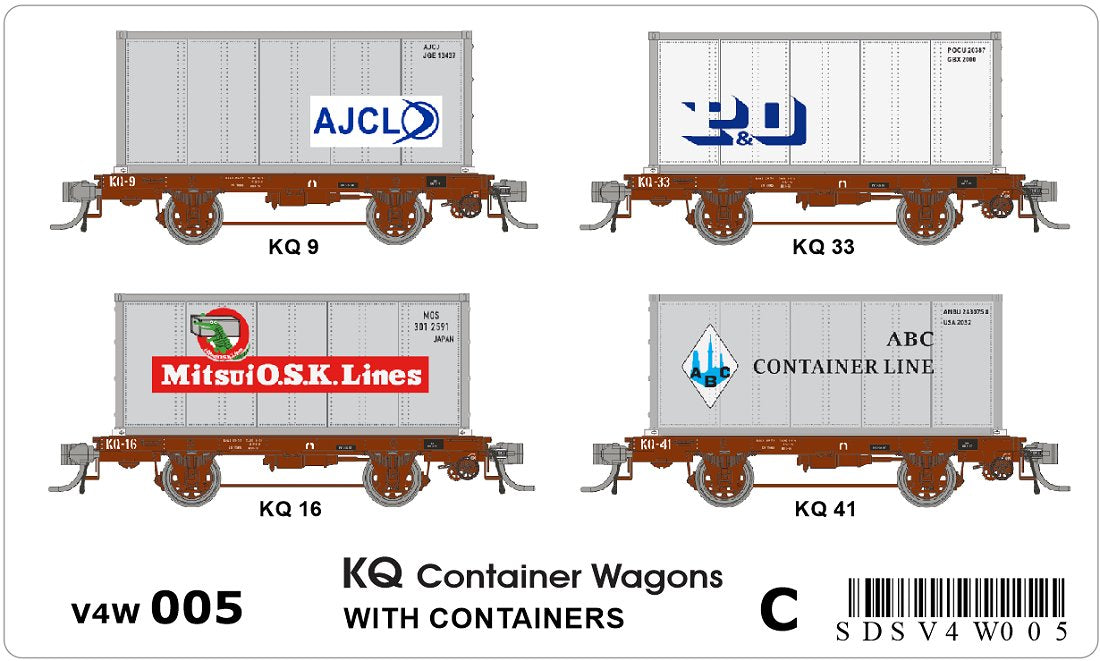 KQ container wagons (x4), Containers (x4), pack C
