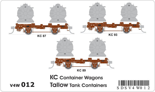 KC container wagons (x3), Tallow tank containers (x6)
