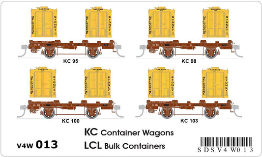 KC container wagons (x4), LCL bulk containers (x8)